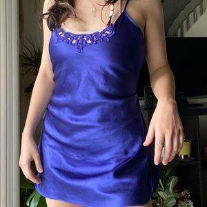 Blue Silk Slip Dress